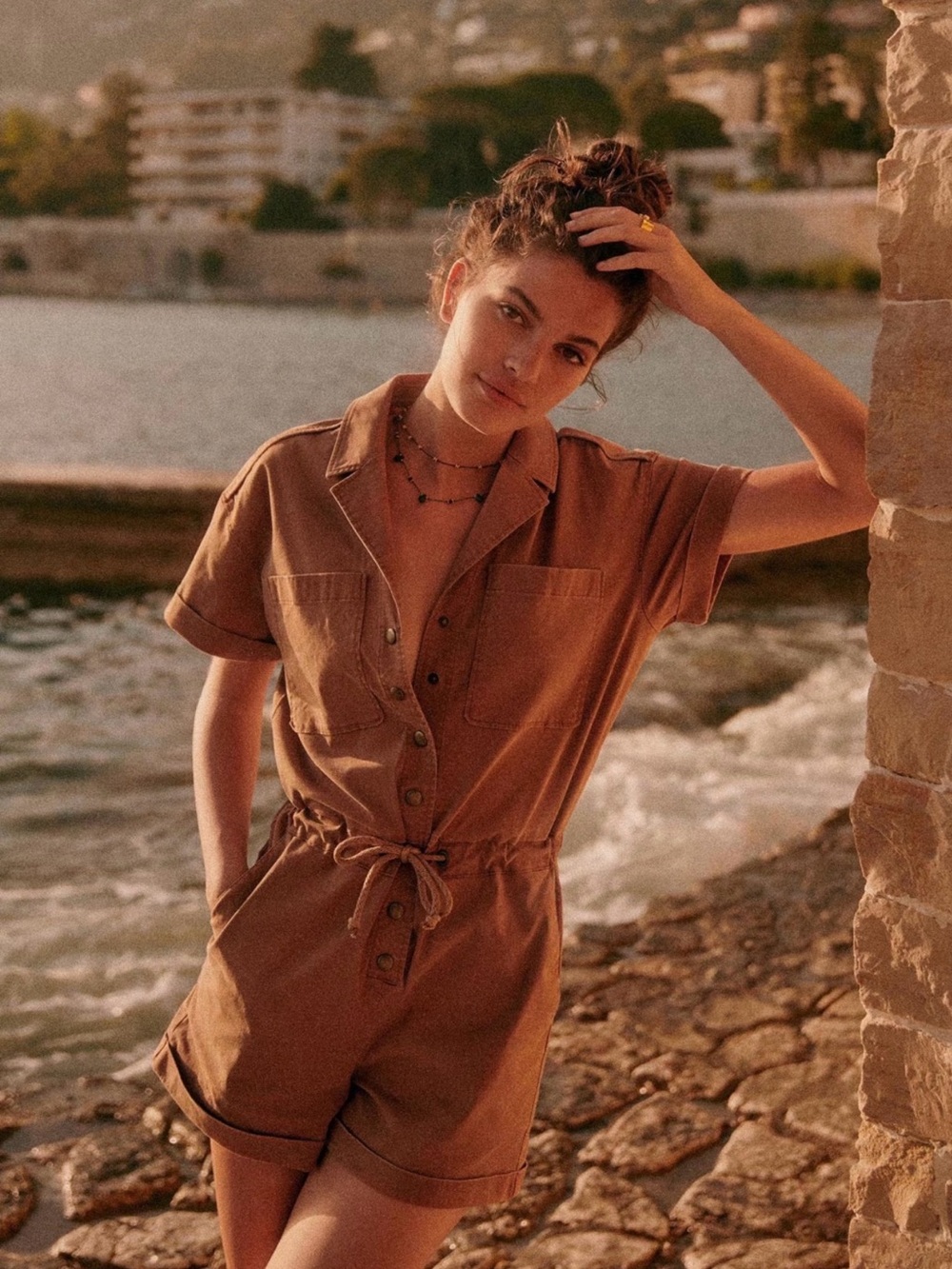 Sezane Kaou romper in camel - size 6 or EU 38 - EUC